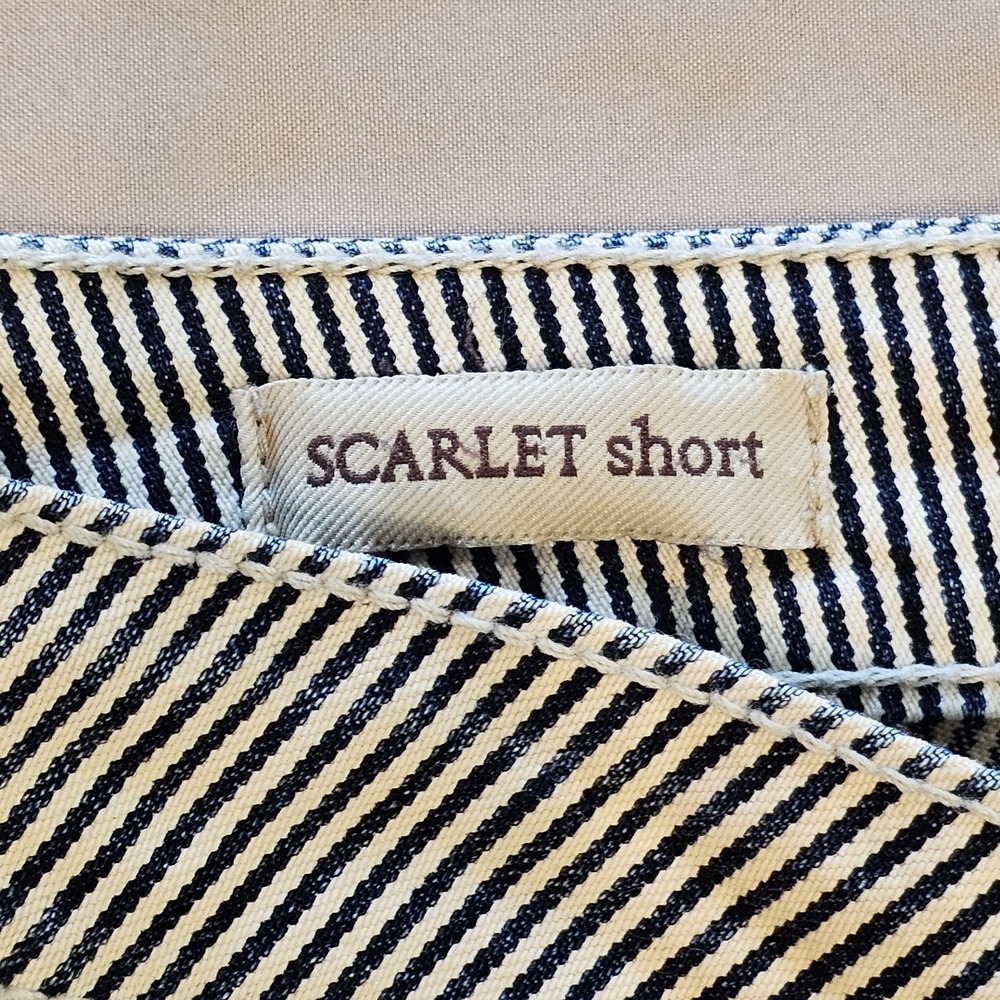WILLIAM RAST Denim SCARLET SHORTS Striped Rolled Cut-Off Made In USA Size 24‎ - Picture 4 of 11